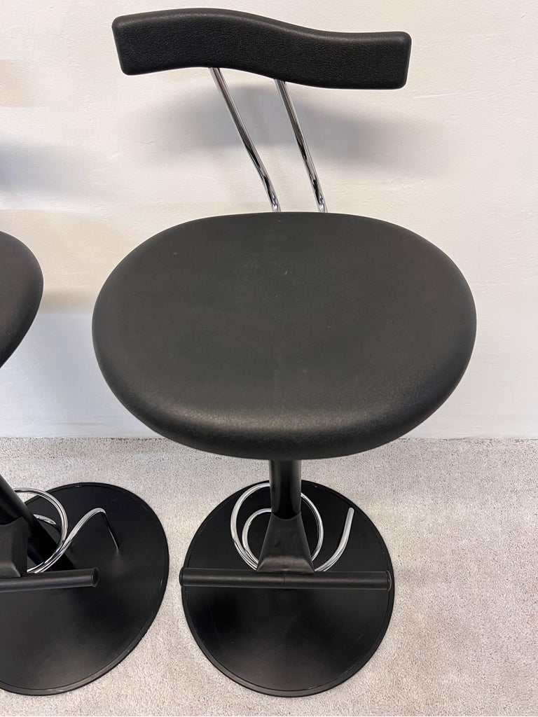 Steel Postmodern Memphis Style Bar Stools, Italy 1980s, a Pair For Sale