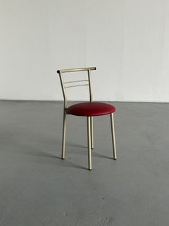 Postmodern Memphis Style Chair with Red Faux Leather Upholstery, 1980s Italy