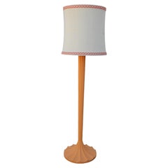 Postmodern Memphis Style Creamsicle Orange / Peach Fluted Floor Lamp and Shade