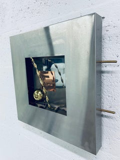 Postmodern Memphis Style Dimensional Mixed Metal Wall Sculpture, 1980s (1 of 4)