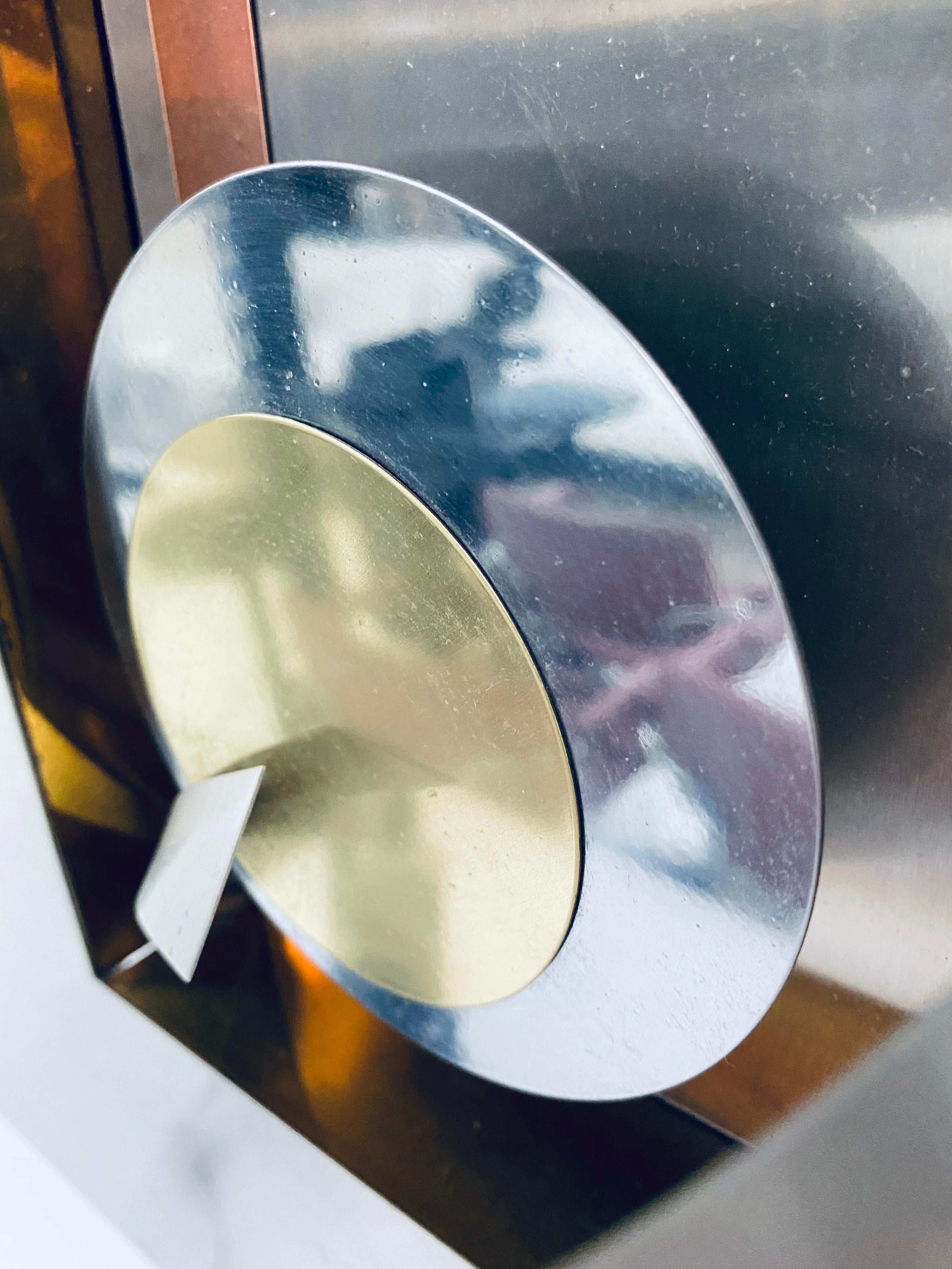 Postmodern Memphis Style Dimensional Mixed Metal Wall Sculpture, 1980s '3 of 4' 3