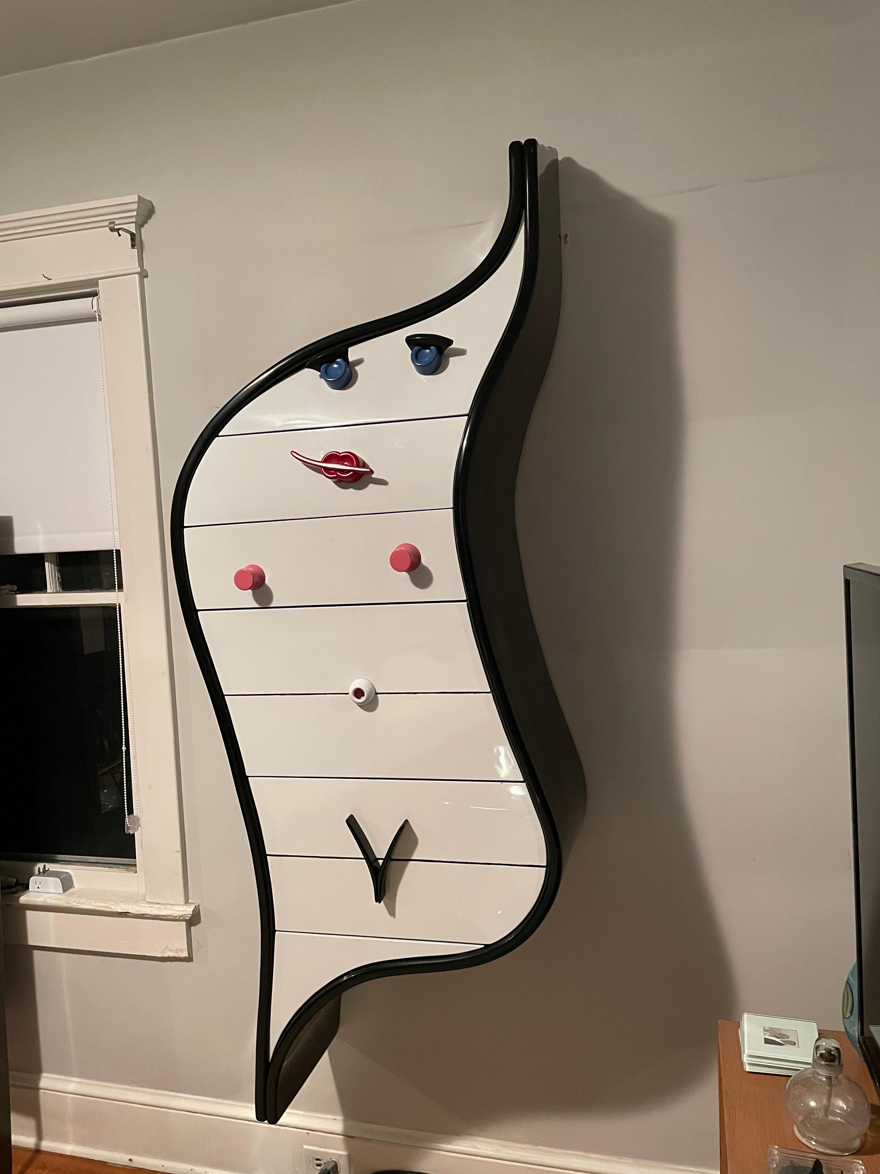 Post-Modern Postmodern Memphis Style Floating Chest of Drawers For Sale