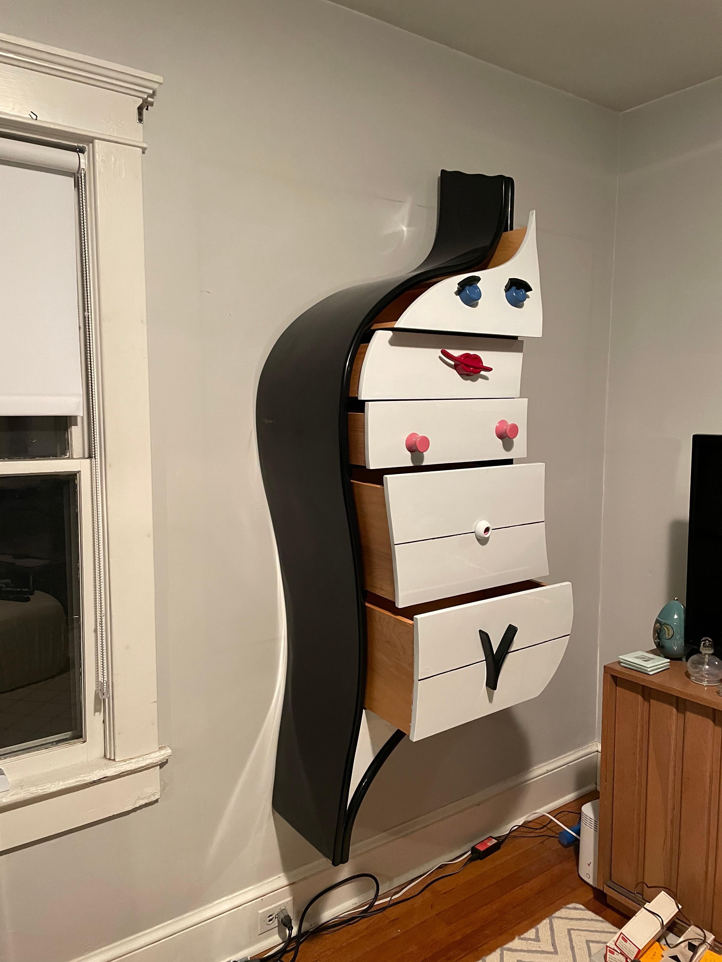 20th Century Postmodern Memphis Style Floating Chest of Drawers For Sale