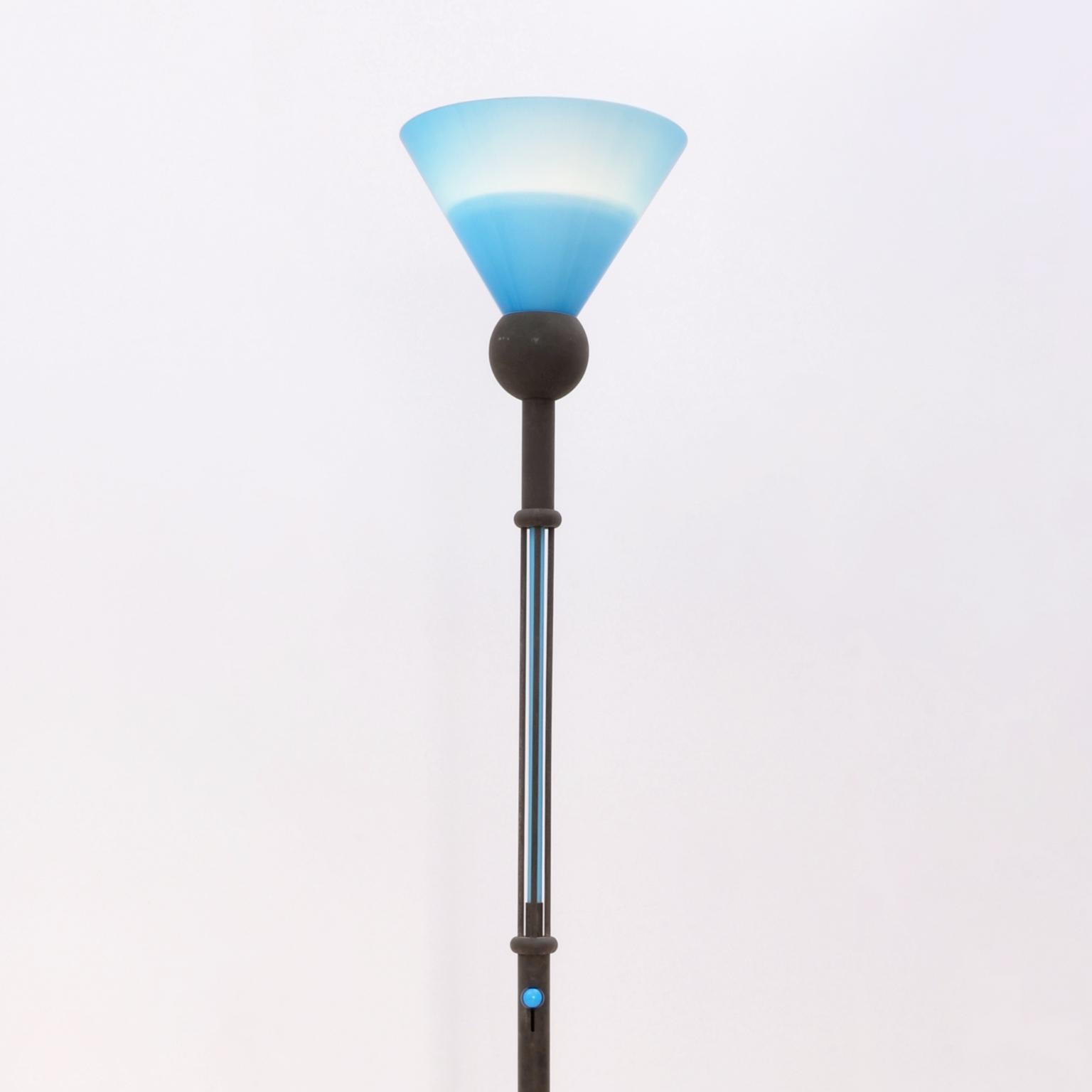 blue glass floor lamp