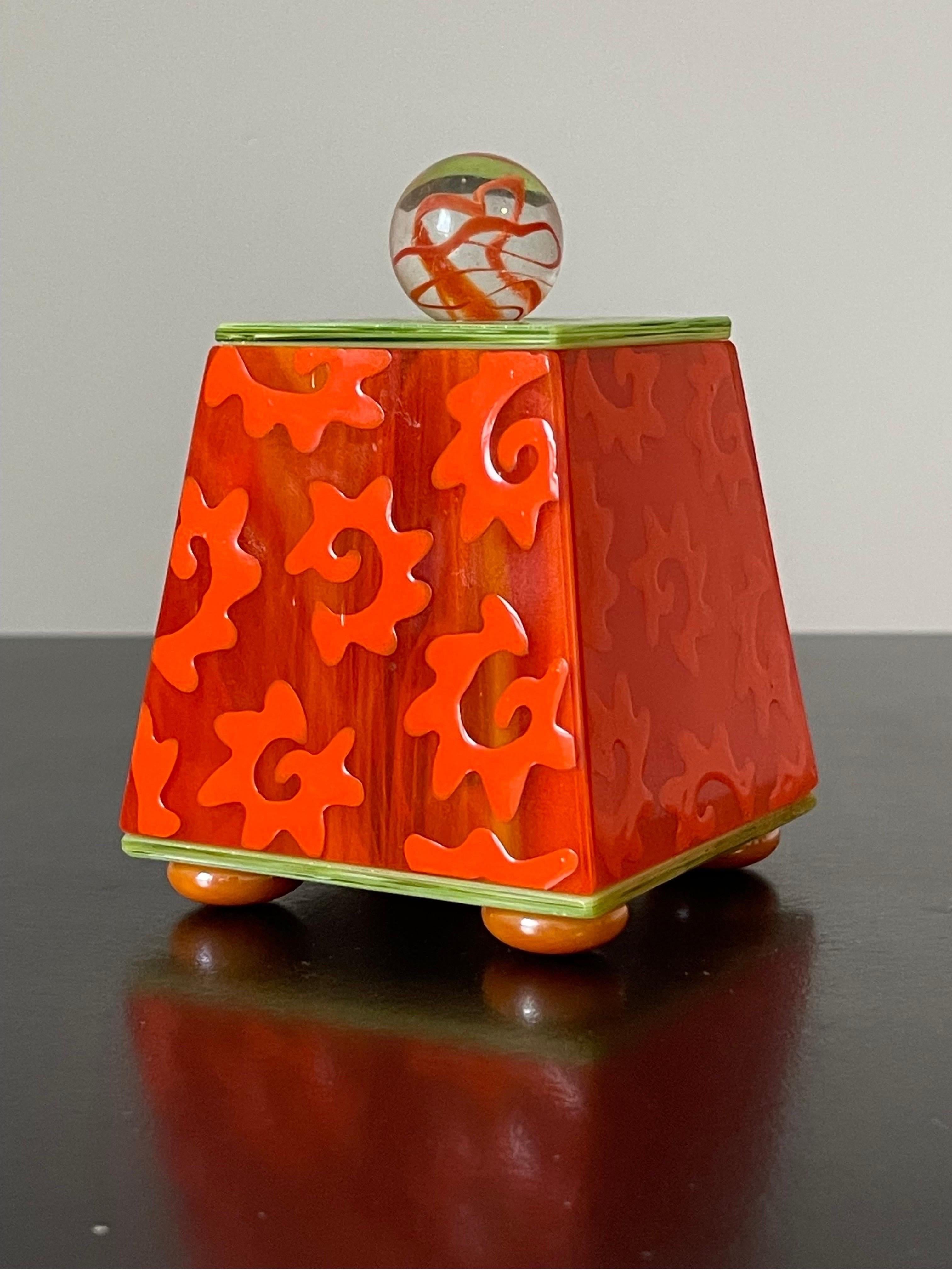 Postmodern Memphis Style Glass Box by Donald Drumm For Sale 3