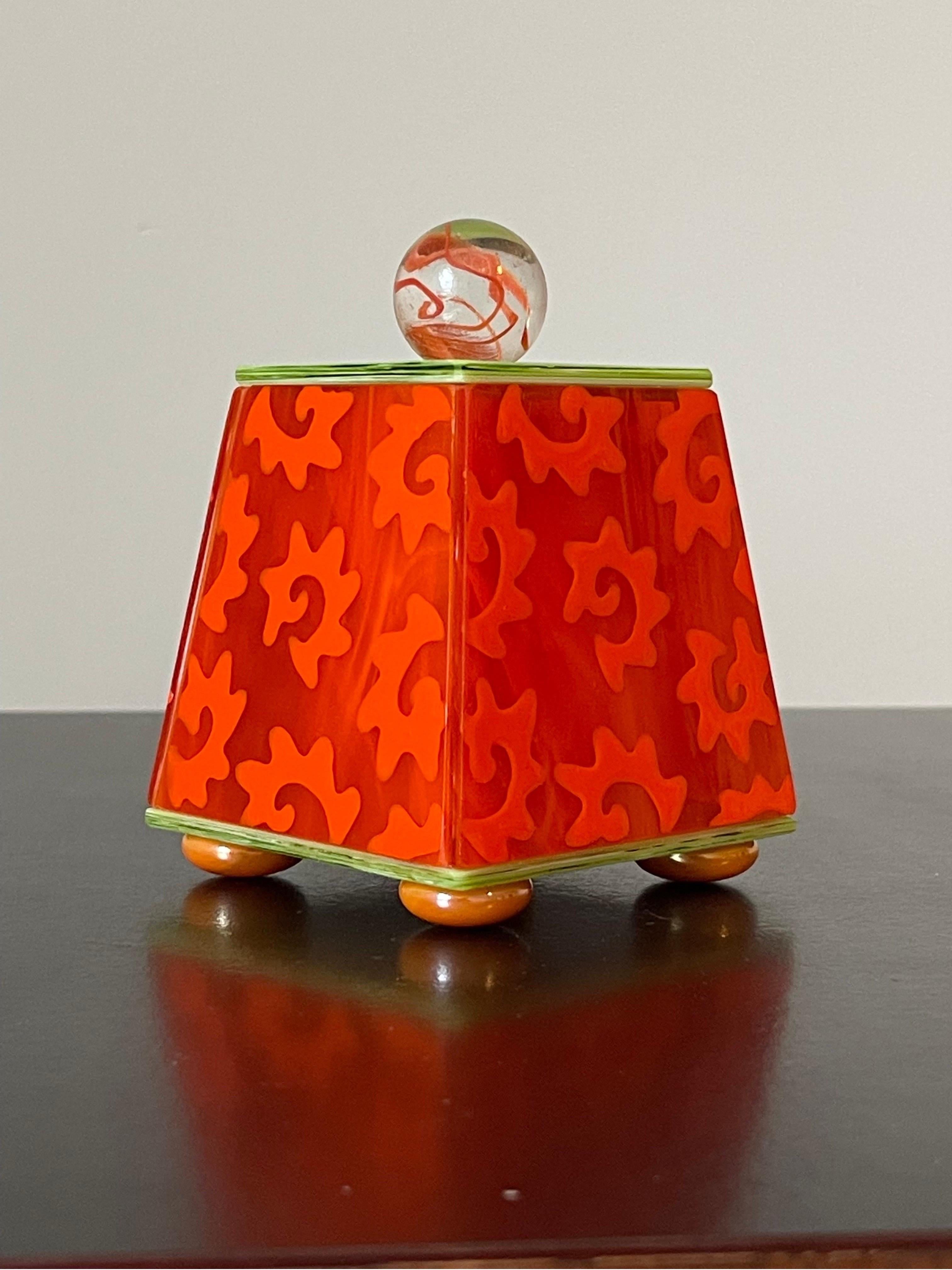 Postmodern Memphis Style Glass Box by Donald Drumm For Sale 5