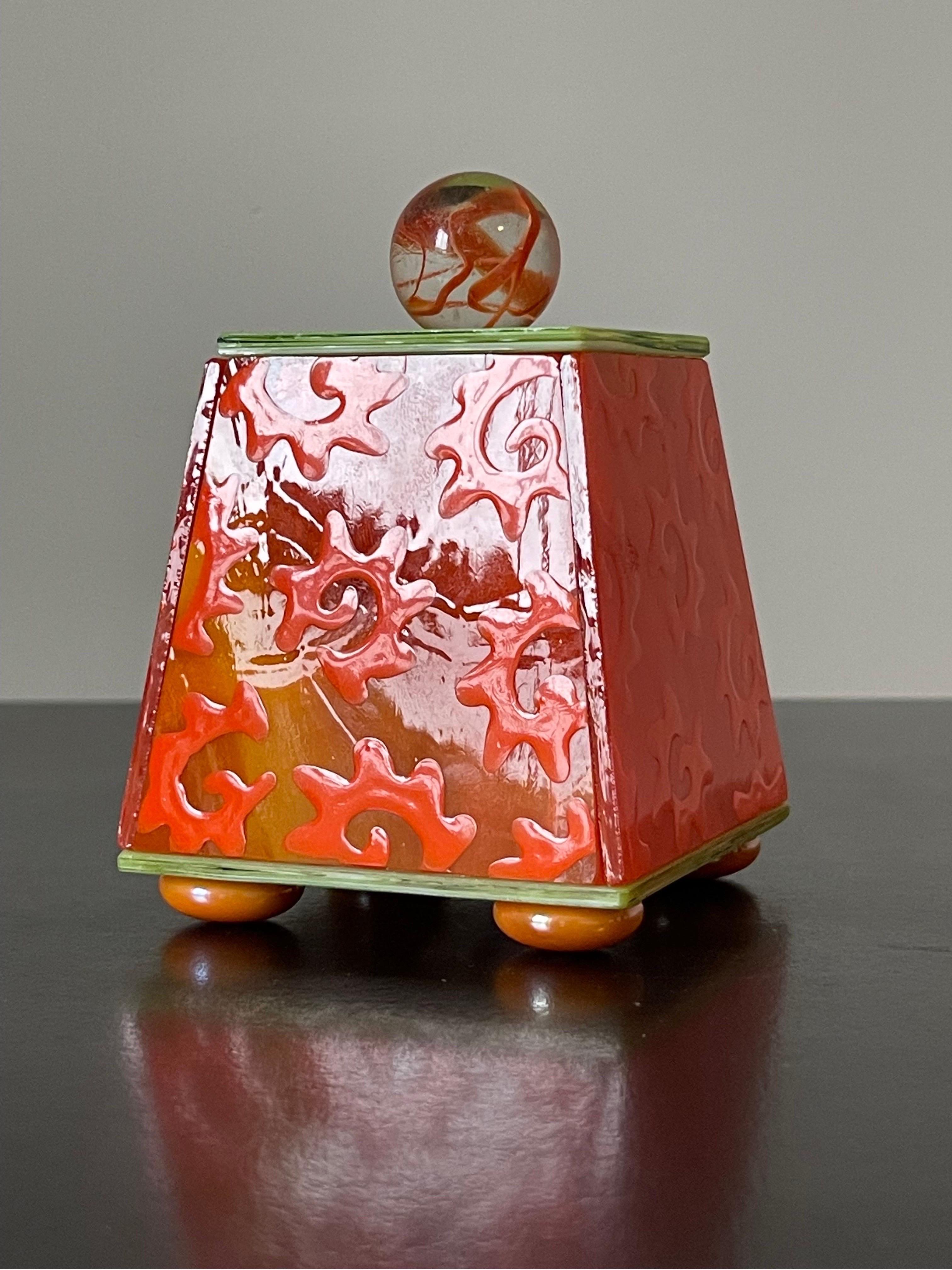 Postmodern Memphis Style Glass Box by Donald Drumm For Sale 8