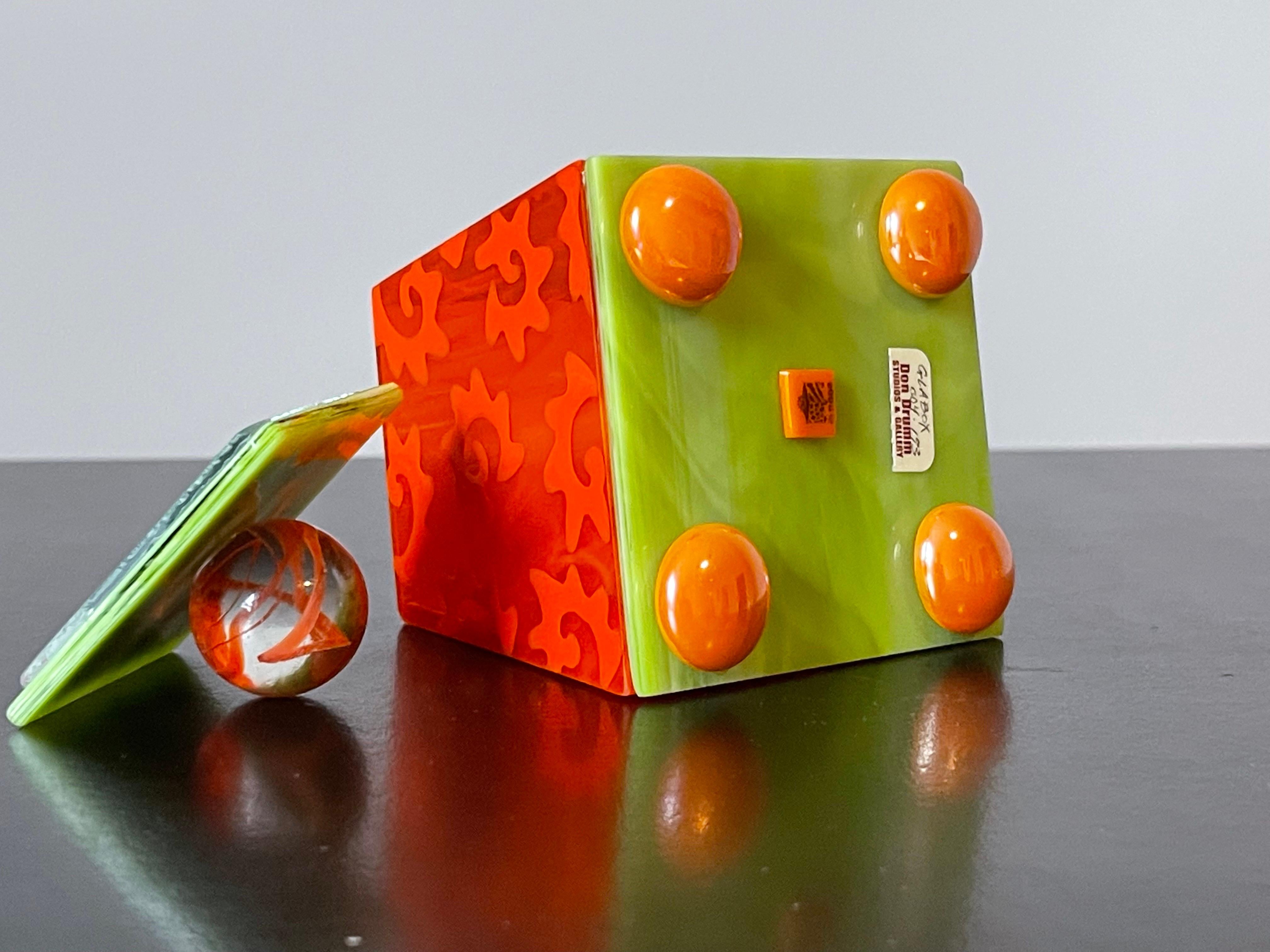 Post-Modern Postmodern Memphis Style Glass Box by Donald Drumm For Sale
