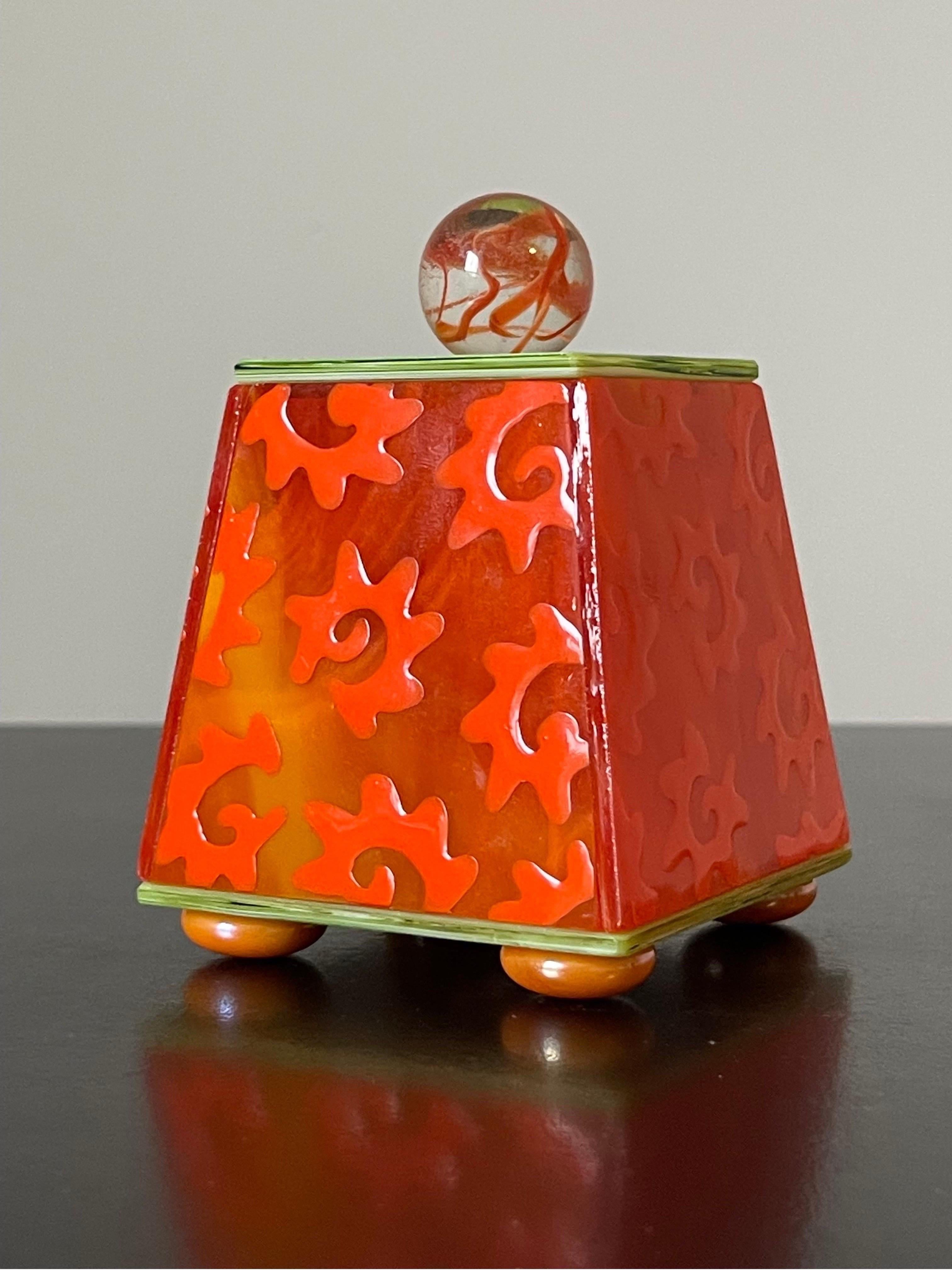American Postmodern Memphis Style Glass Box by Donald Drumm For Sale