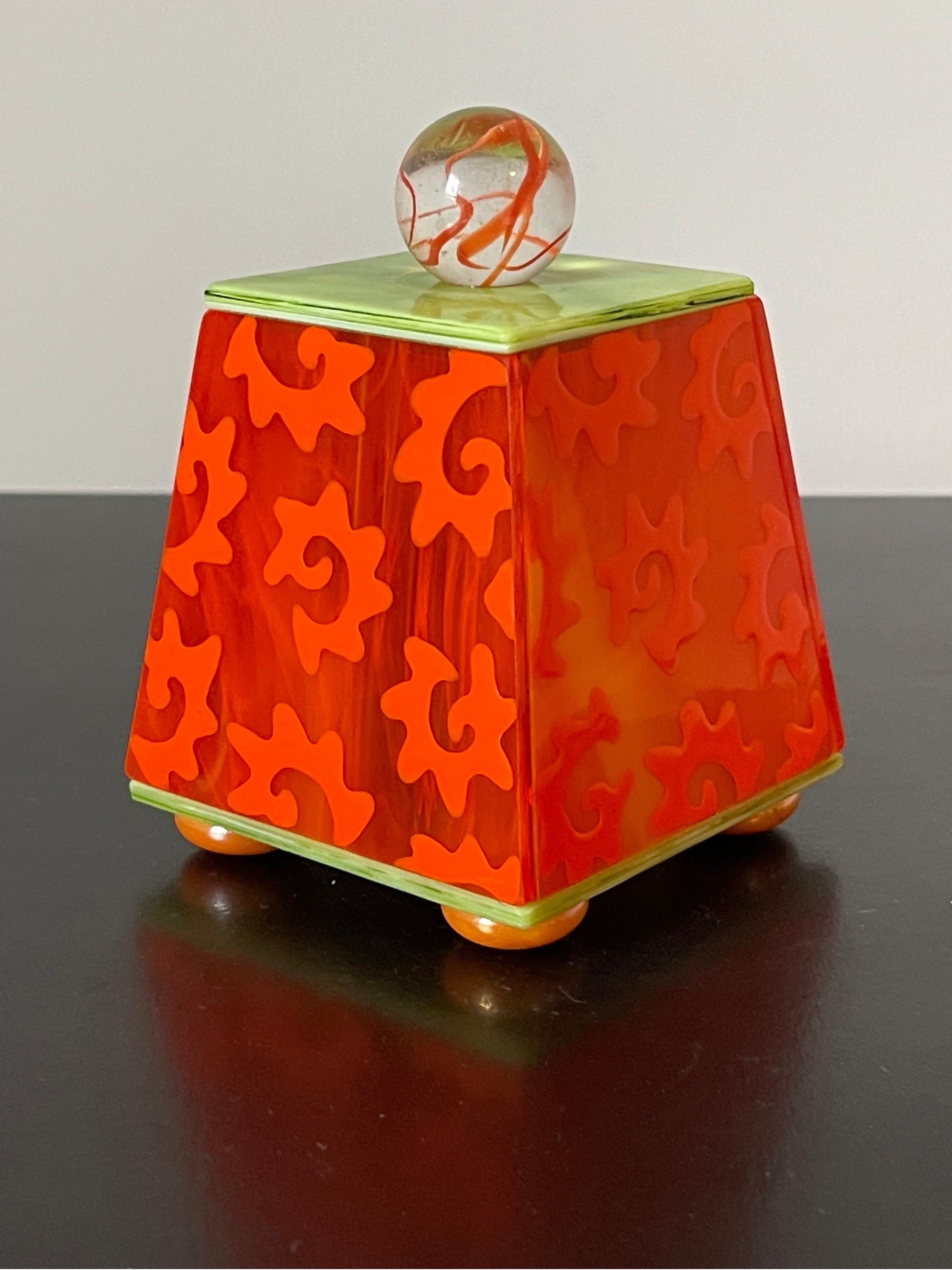 Postmodern Memphis Style Glass Box by Donald Drumm In Good Condition For Sale In Framingham, MA