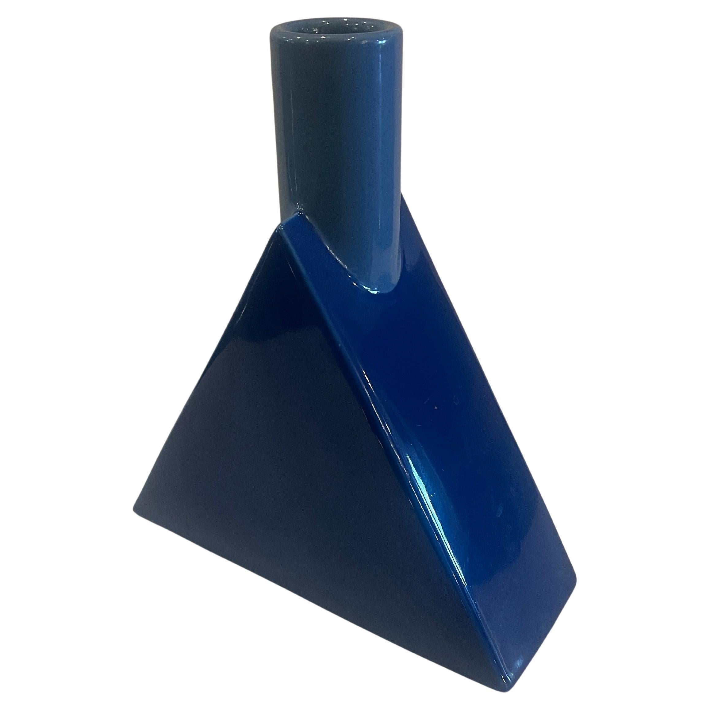 Postmodern Memphis Style Glazed Ceramic Vase by Jonathan Adler In Excellent Condition For Sale In San Diego, CA