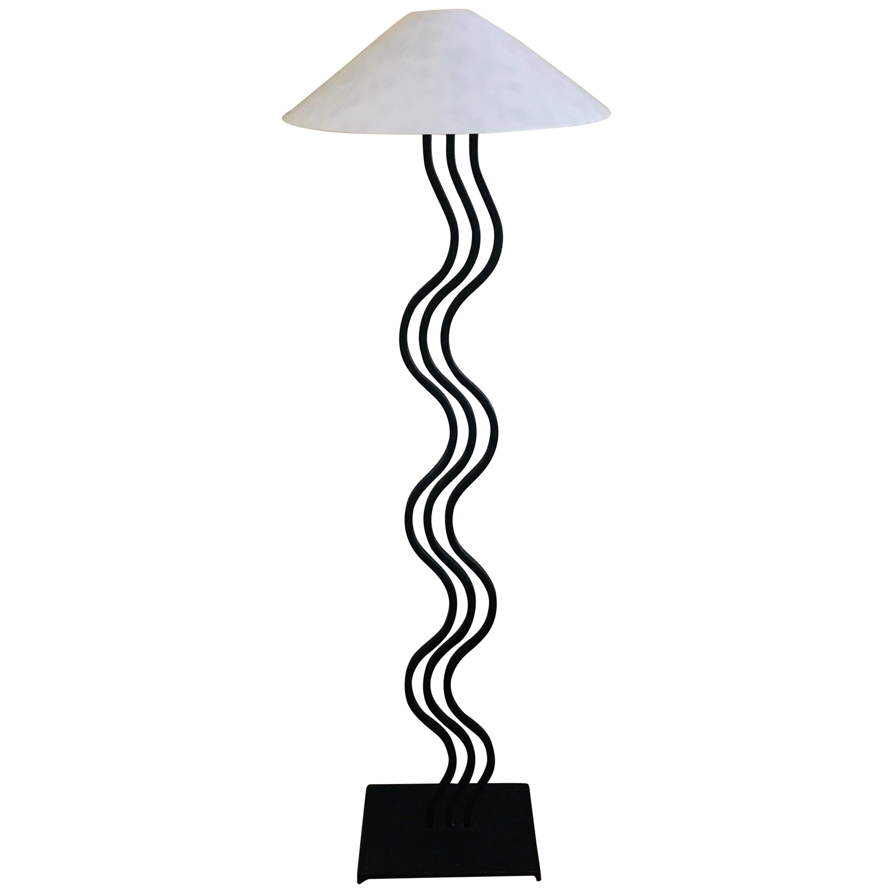 Postmodern Memphis Style Sculptural Curved Wave Floor Lamp by Alsy, 1980s