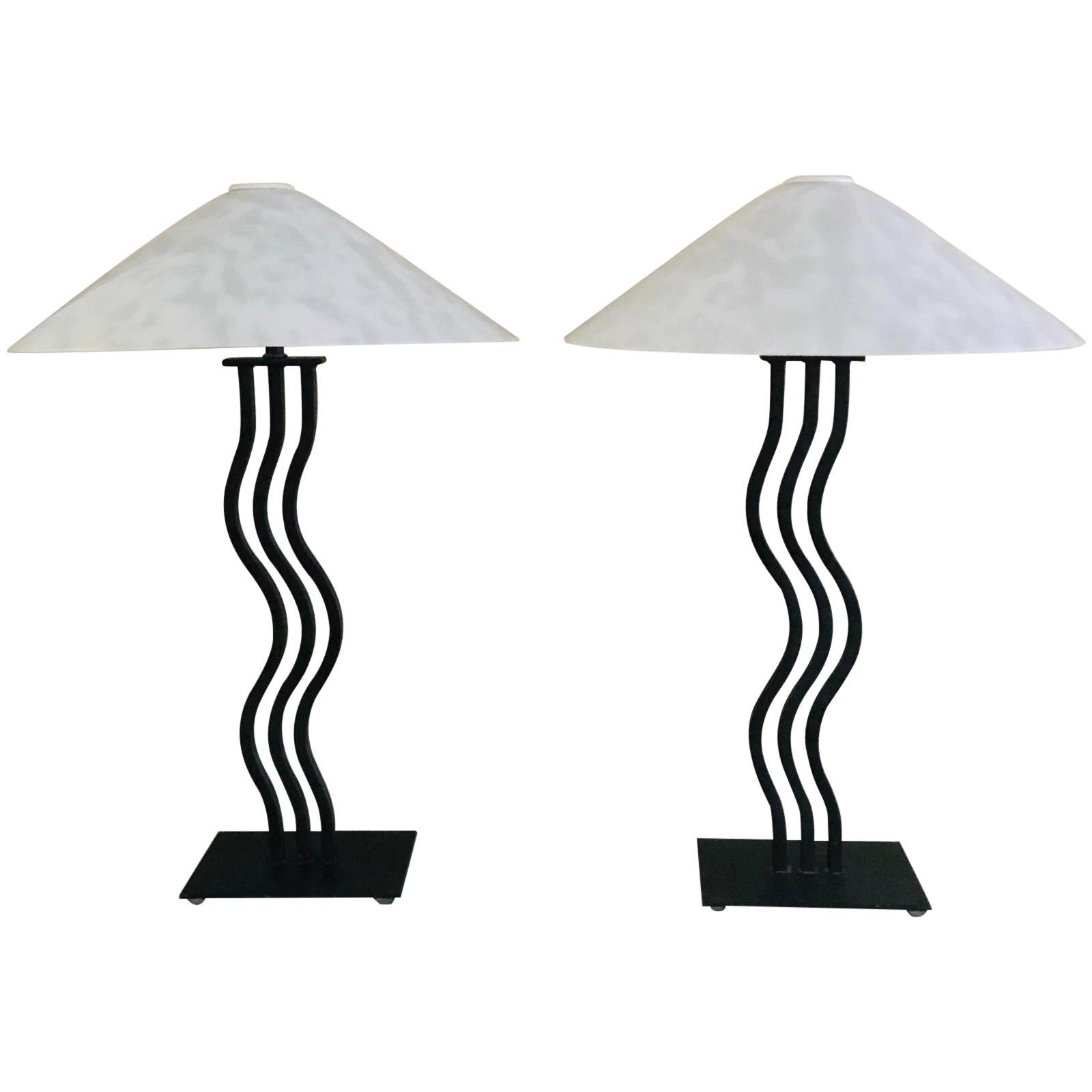 Postmodern Memphis Style Sculptural Curved Wavy Lamps by Alsy, 1980s