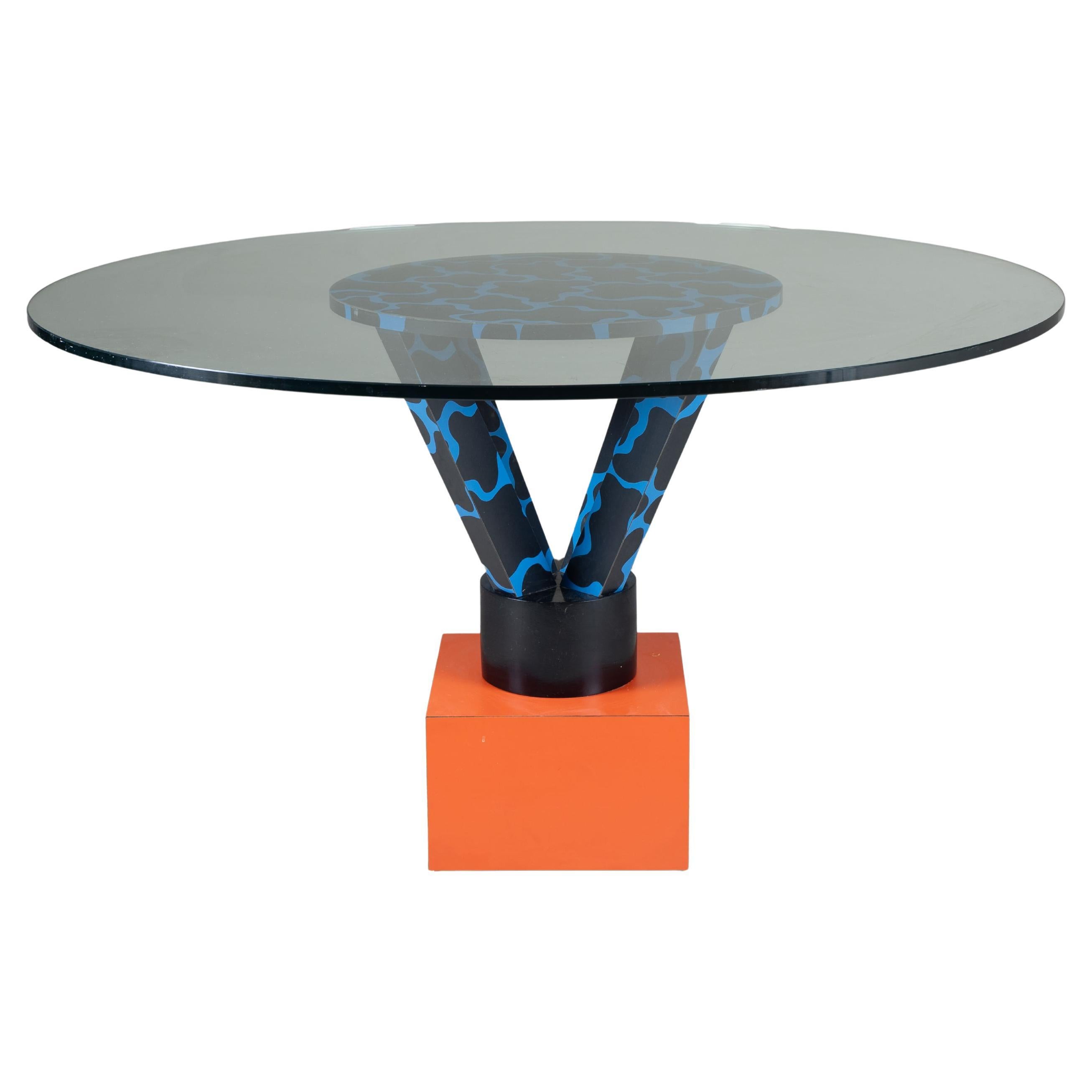 Postmoderner Tisch im Memphis-Stil mit runder Platte, 1980