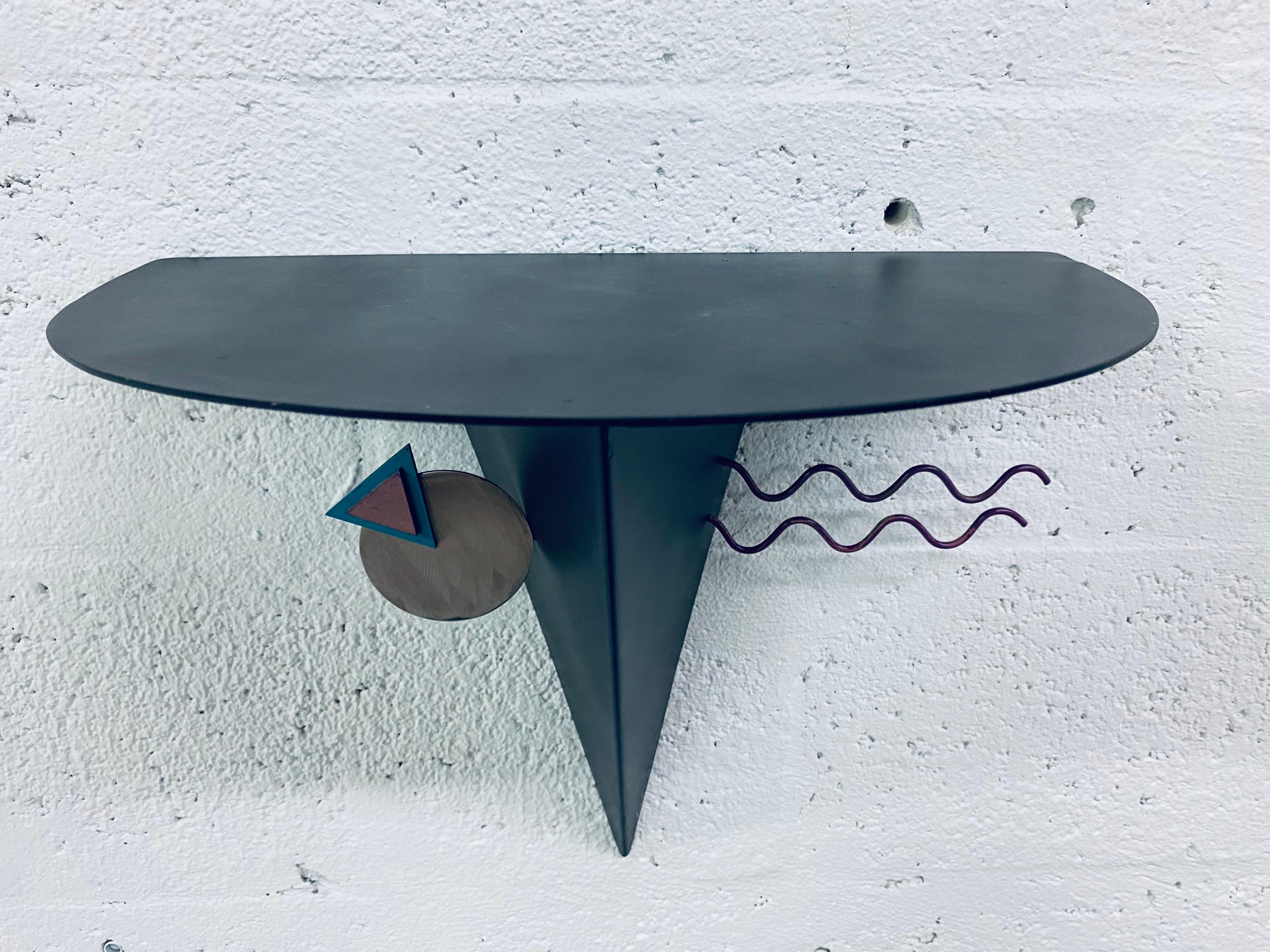 Postmodern Memphis Style Wall Shelf With Half Circle Top (2 of 3) 2