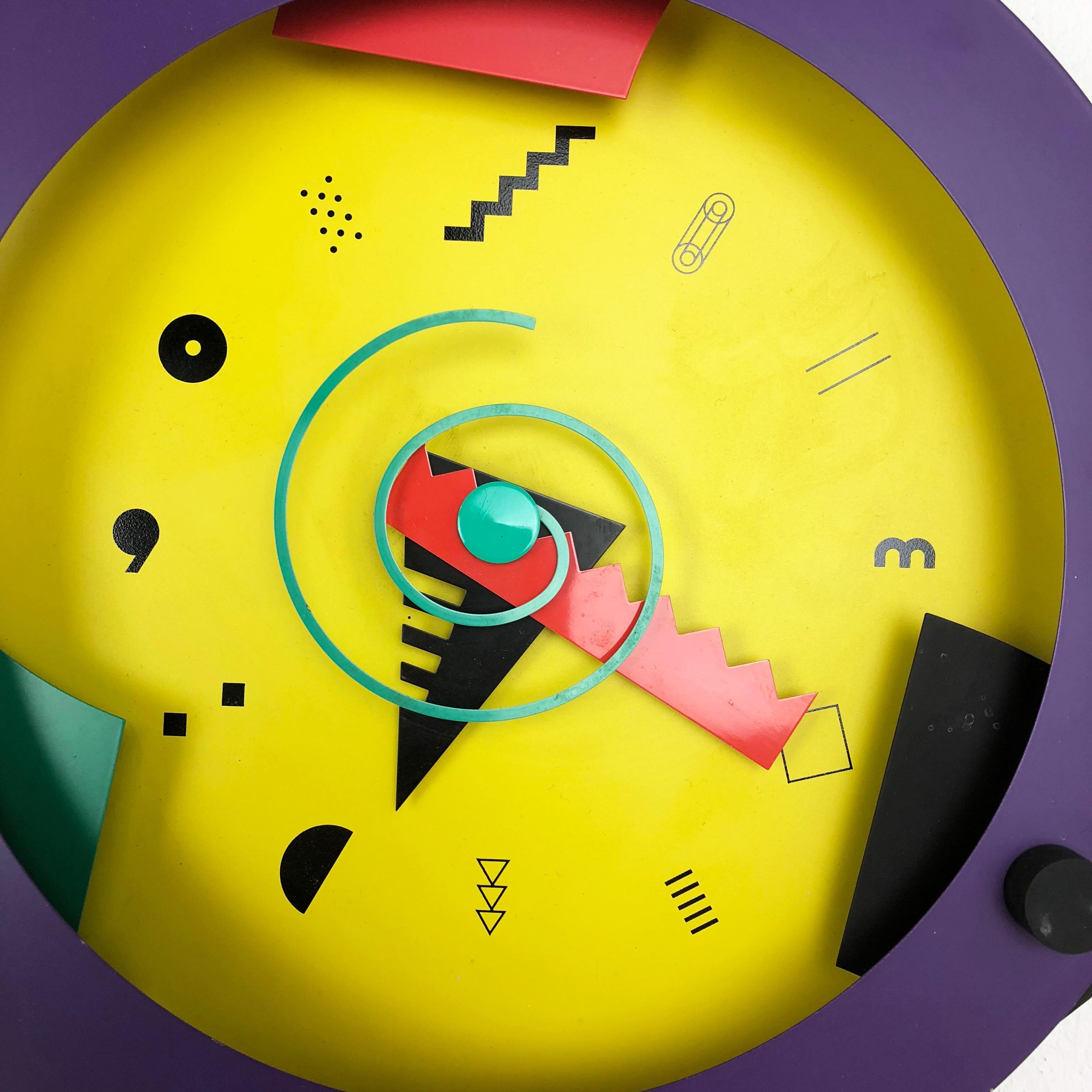 20th Century Postmodern Memphis Wall Clock 