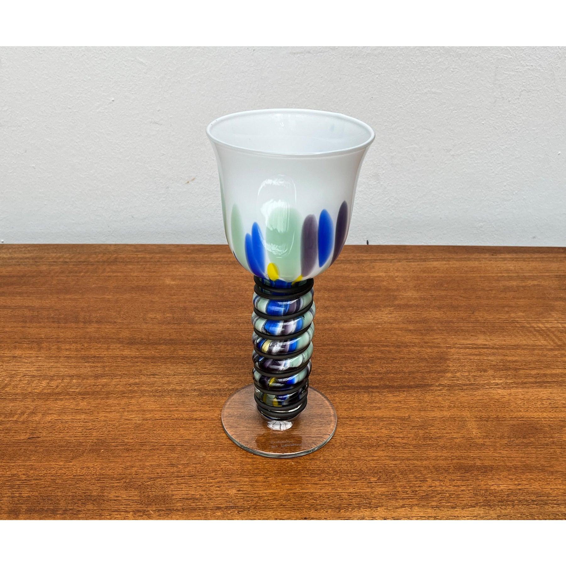 Post-Modern Postmodern Metal and Art Glass Goblet by Hans Jürgen Richartz, 1980s For Sale