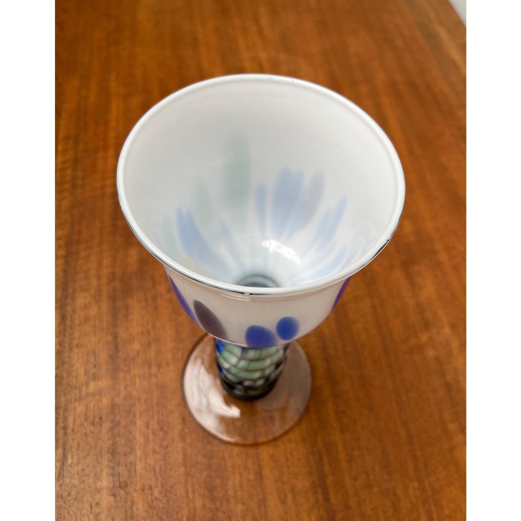 Postmodern Metal and Art Glass Goblet by Hans Jürgen Richartz, 1980s In Excellent Condition For Sale In Hamburg, DE
