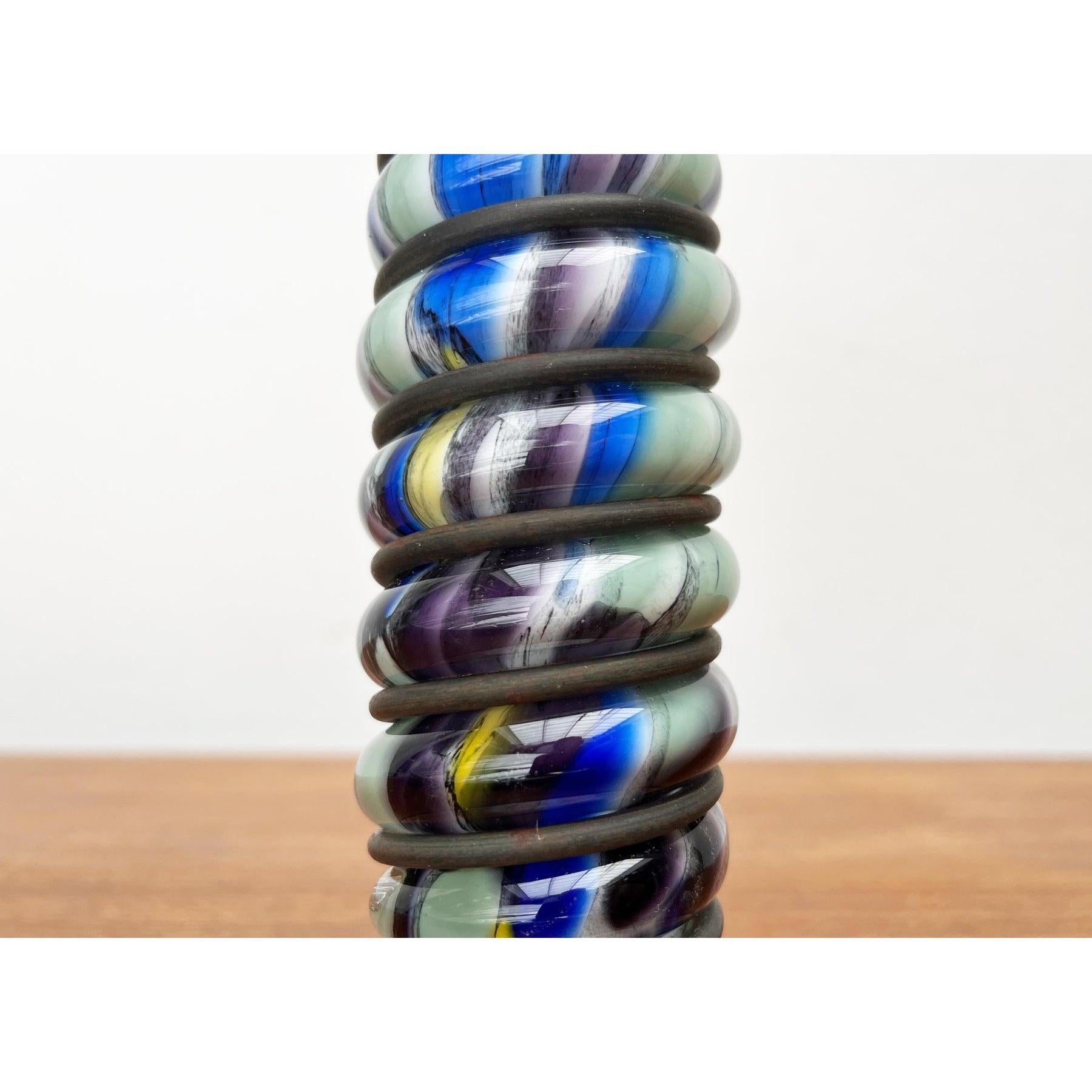 Postmodern Metal and Art Glass Goblet by Hans Jürgen Richartz, 1980s For Sale 3