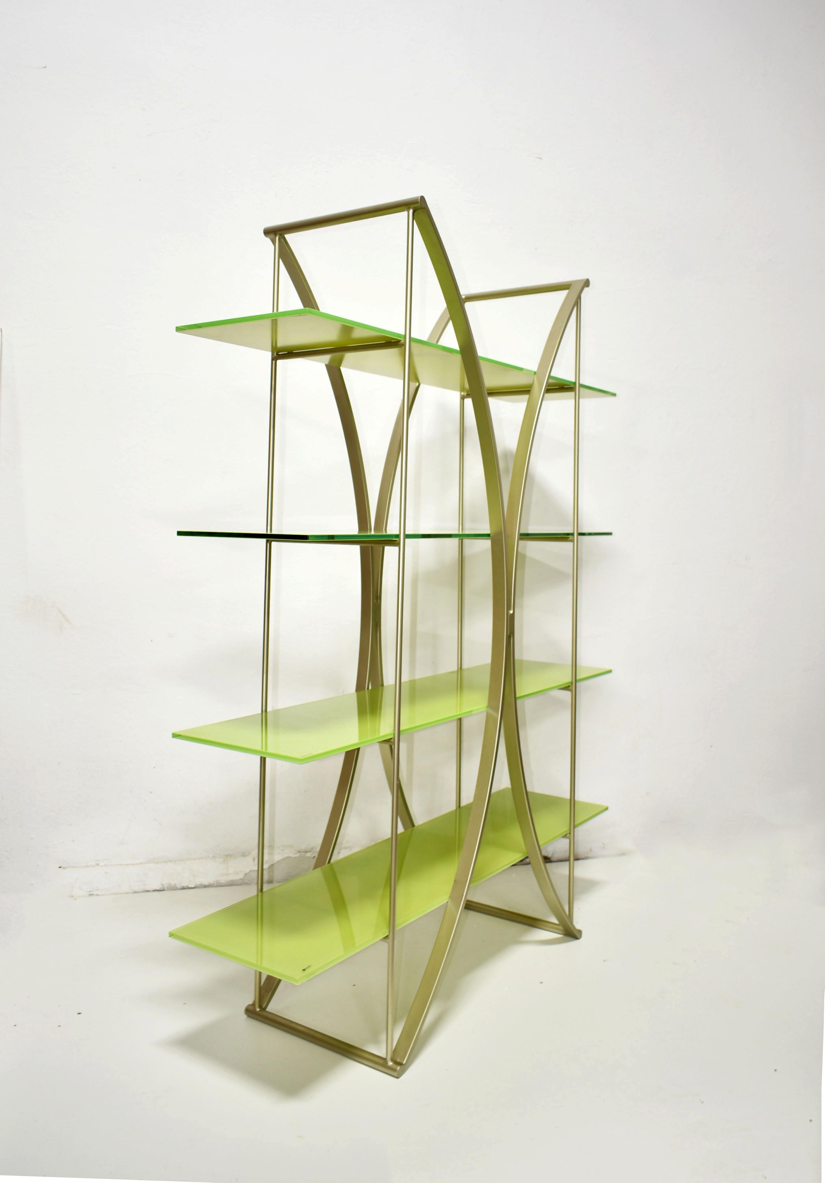 Italian Postmodern Metal and Glass Bookshelves from Tonin Casa, Italy, 1990s