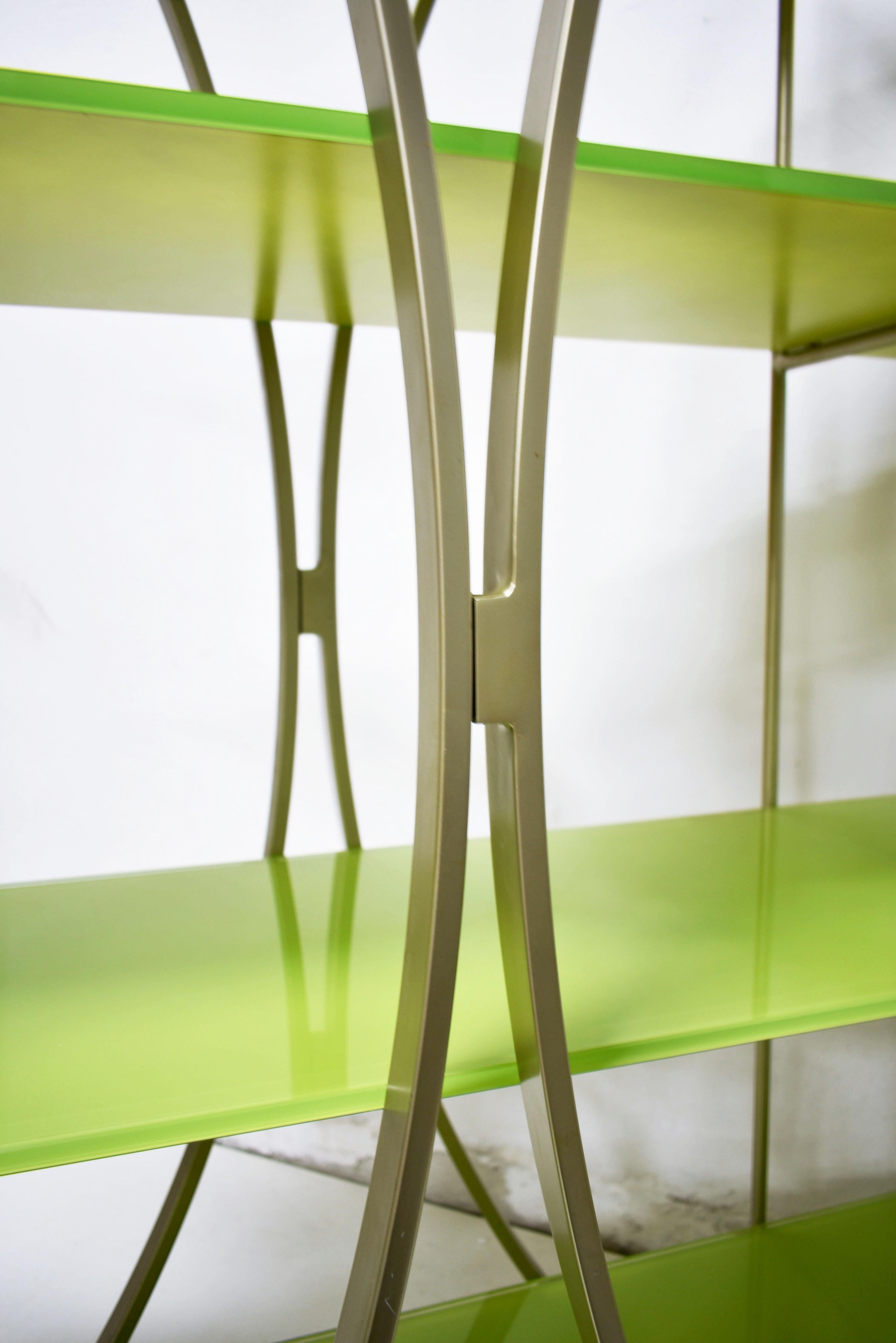 Powder-Coated Postmodern Metal and Glass Bookshelves from Tonin Casa, Italy, 1990s