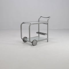 Postmodern Metal and Glass Serving Trolley