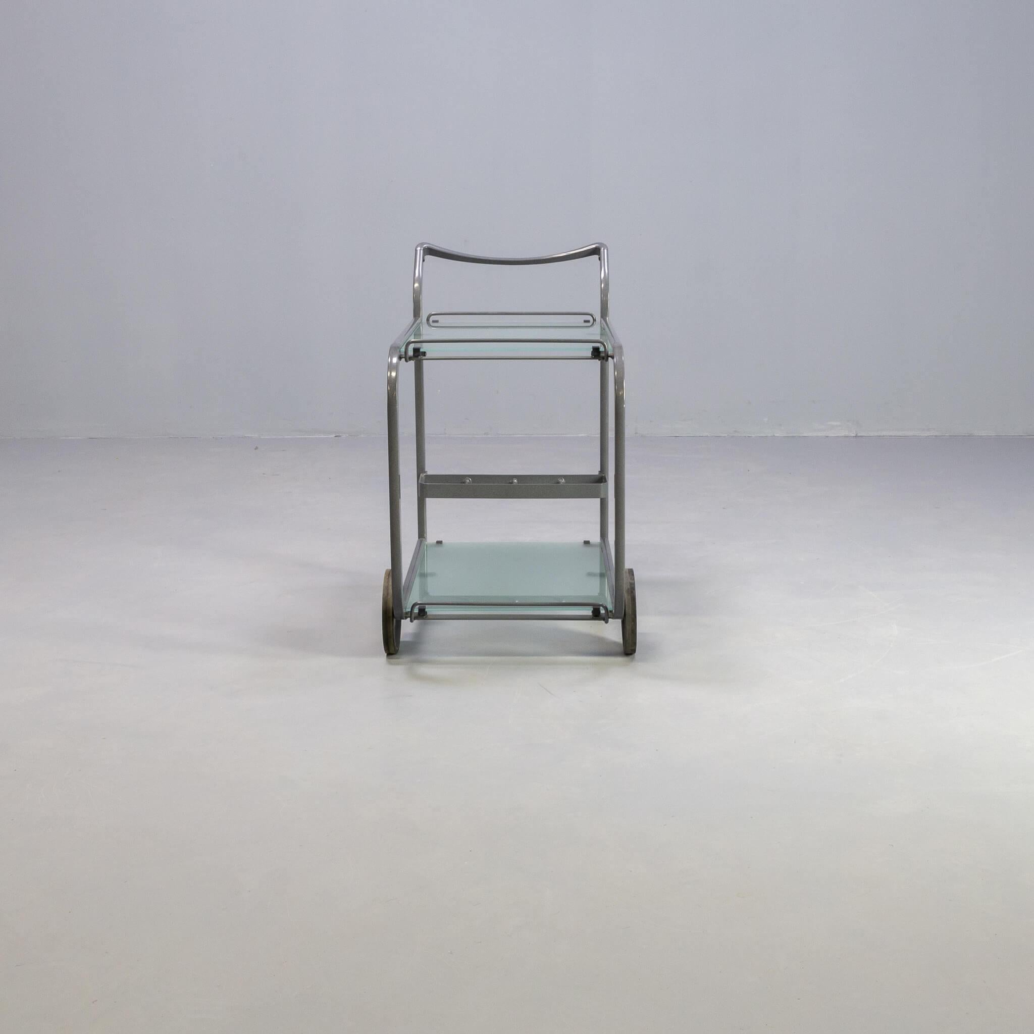 Post-Modern Postmodern Metal and Glass Serving Trolley For Sale