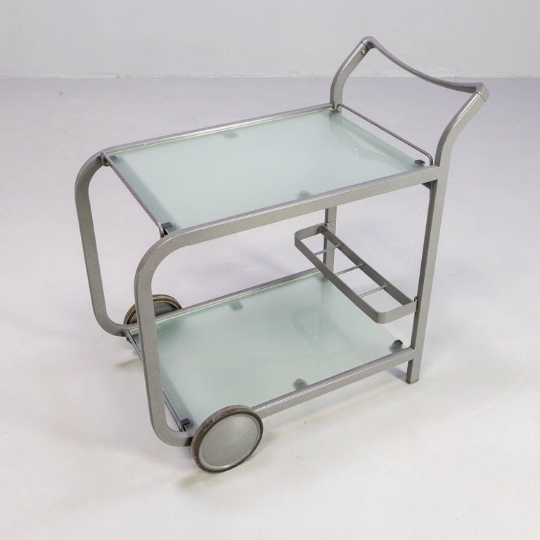 Postmodern Metal and Glass Serving Trolley For Sale at 1stDibs