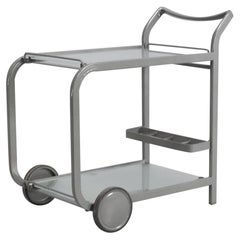 Postmodern Metal and Glass Serving Trolley