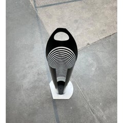 Postmodern Metal and Marble CD Rack Tower, 1980s