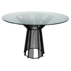 Postmodern Metal and Smoked Glass Dining Table