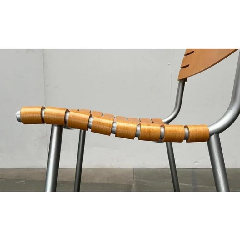 Postmodern Metal and Wood Chair by Ruud Jan Kokke for Harvink, 1990s For Sale 5