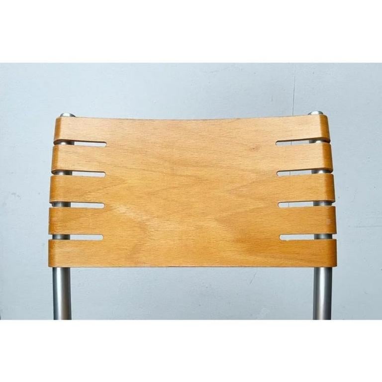 Postmodern Metal and Wood Chair by Ruud Jan Kokke for Harvink, 1990s For Sale 1
