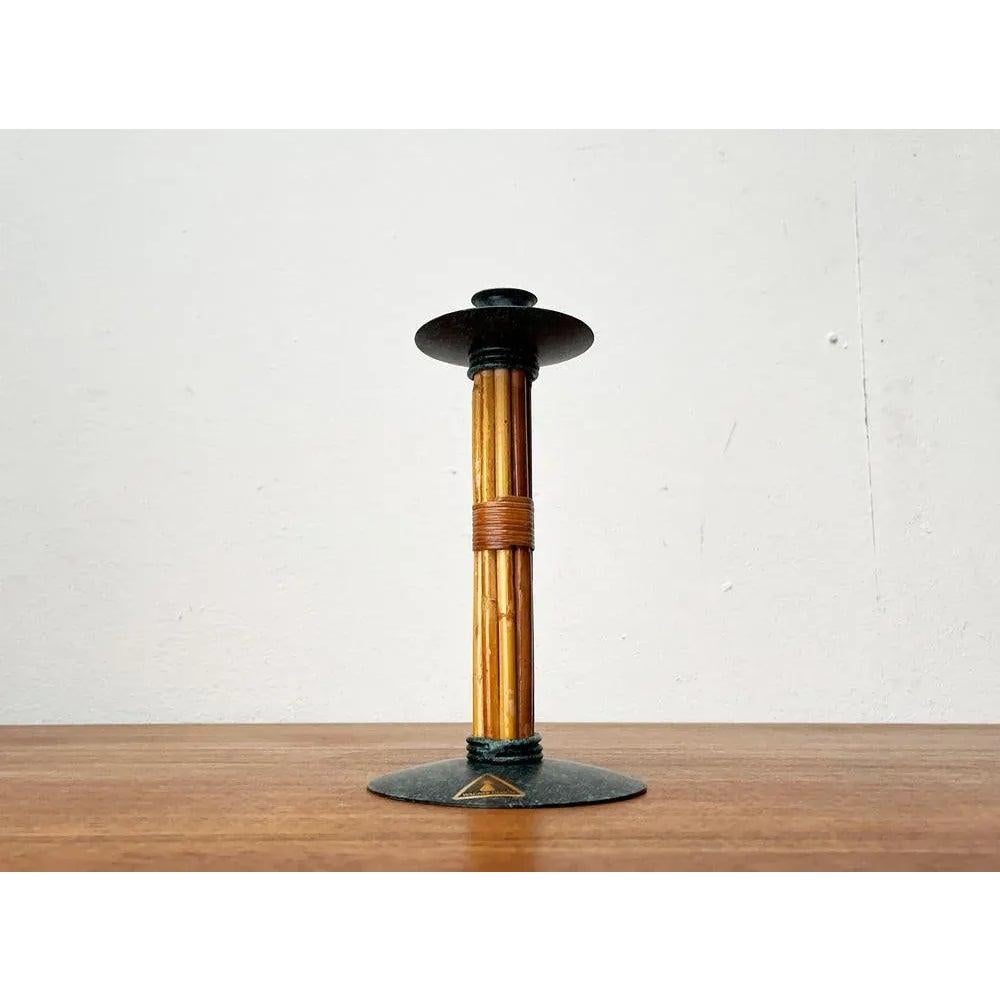Portavelas posmoderno de metal y bambú de Wagner Design, años 80 en venta 3