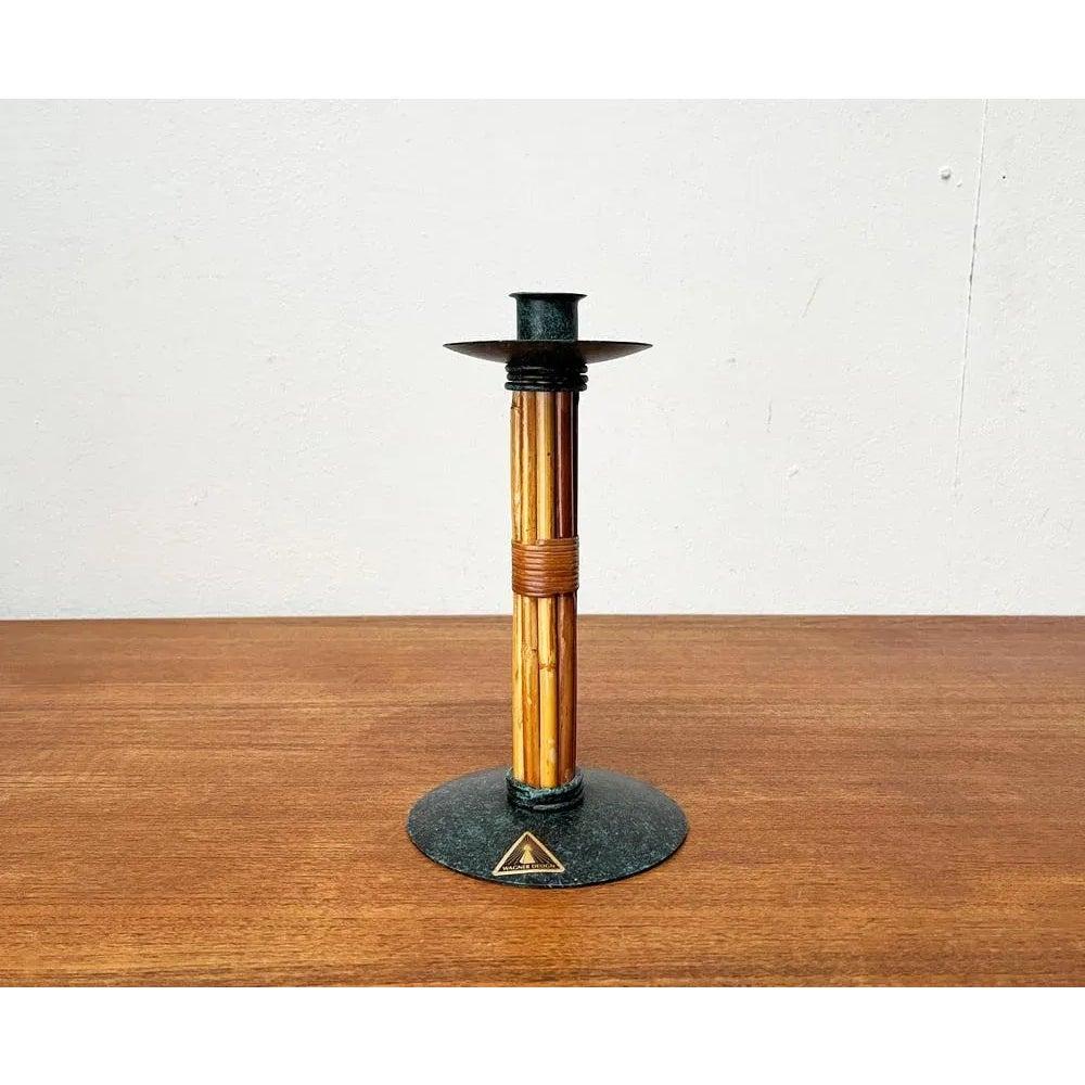 Portavelas posmoderno de metal y bambú de Wagner Design, años 80 en venta 4
