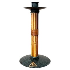 Postmodern Metal & Bamboo Candleholder from Wagner Design, 1980s