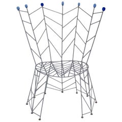 Postmodern Metal Blue Vintage Side Chair Bohuslav Horak 1988 Czech Republic