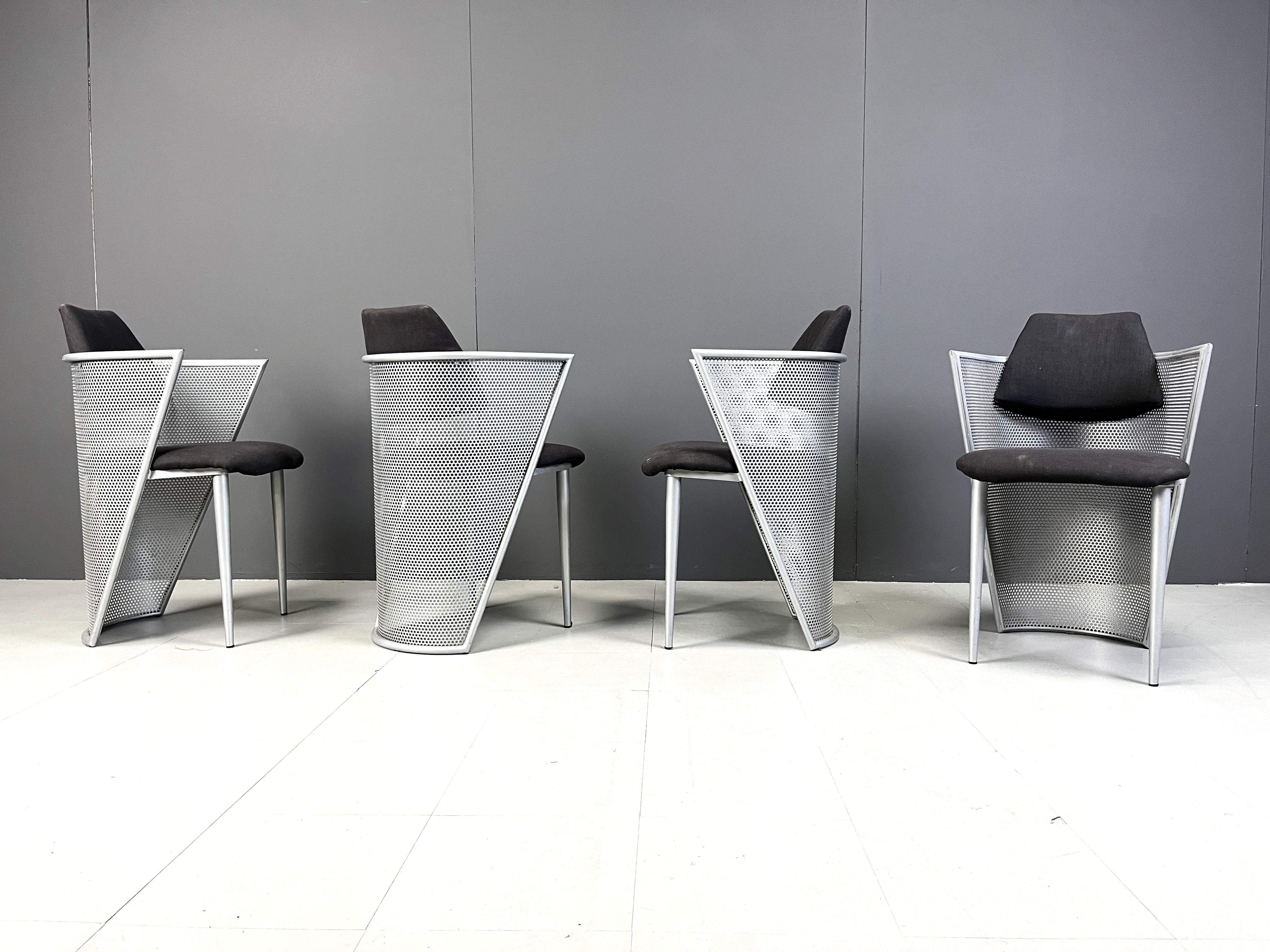 Postmodern metal dining chairs, 1980s For Sale 3
