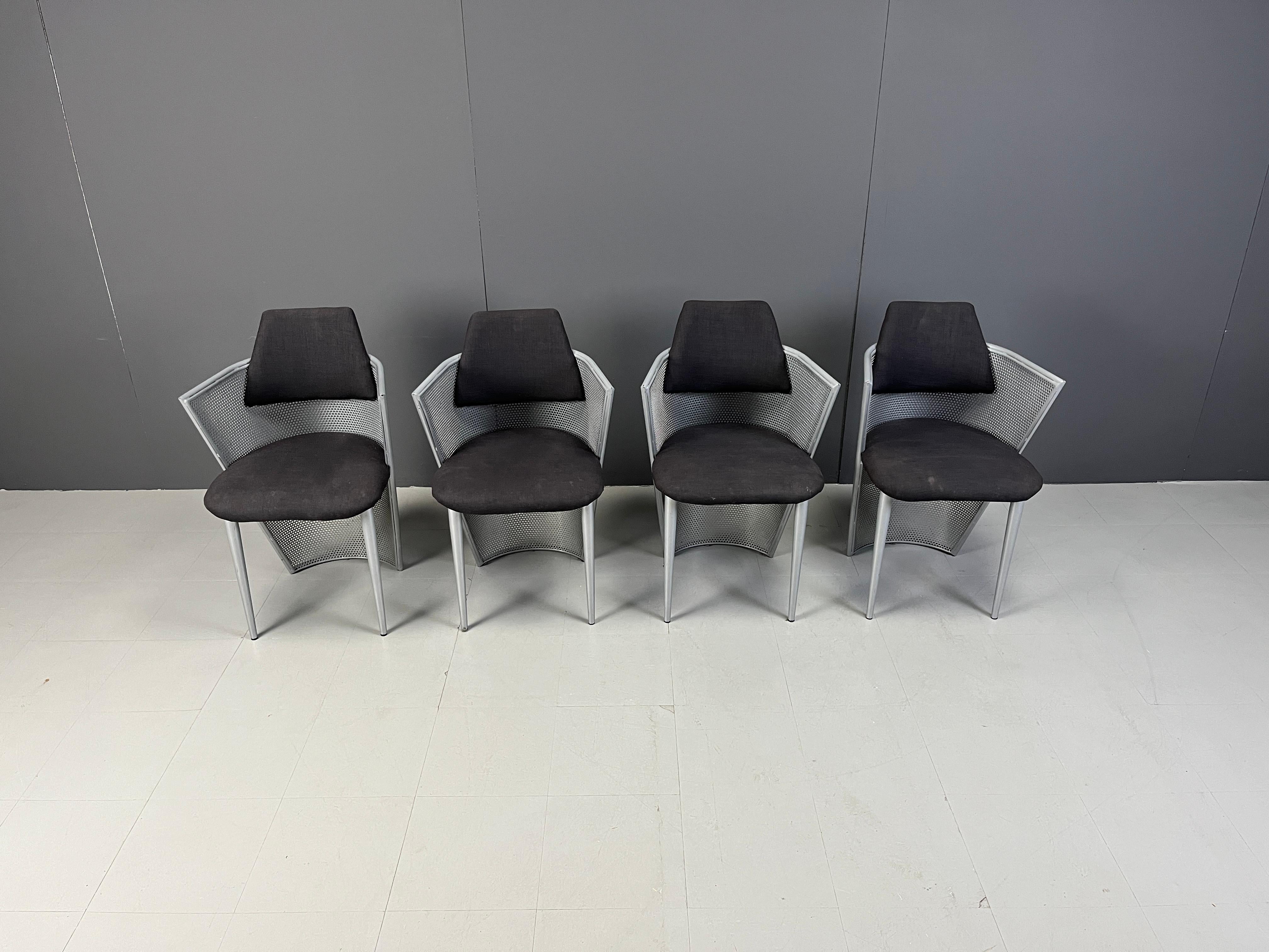 Belgian Postmodern metal dining chairs, 1980s For Sale