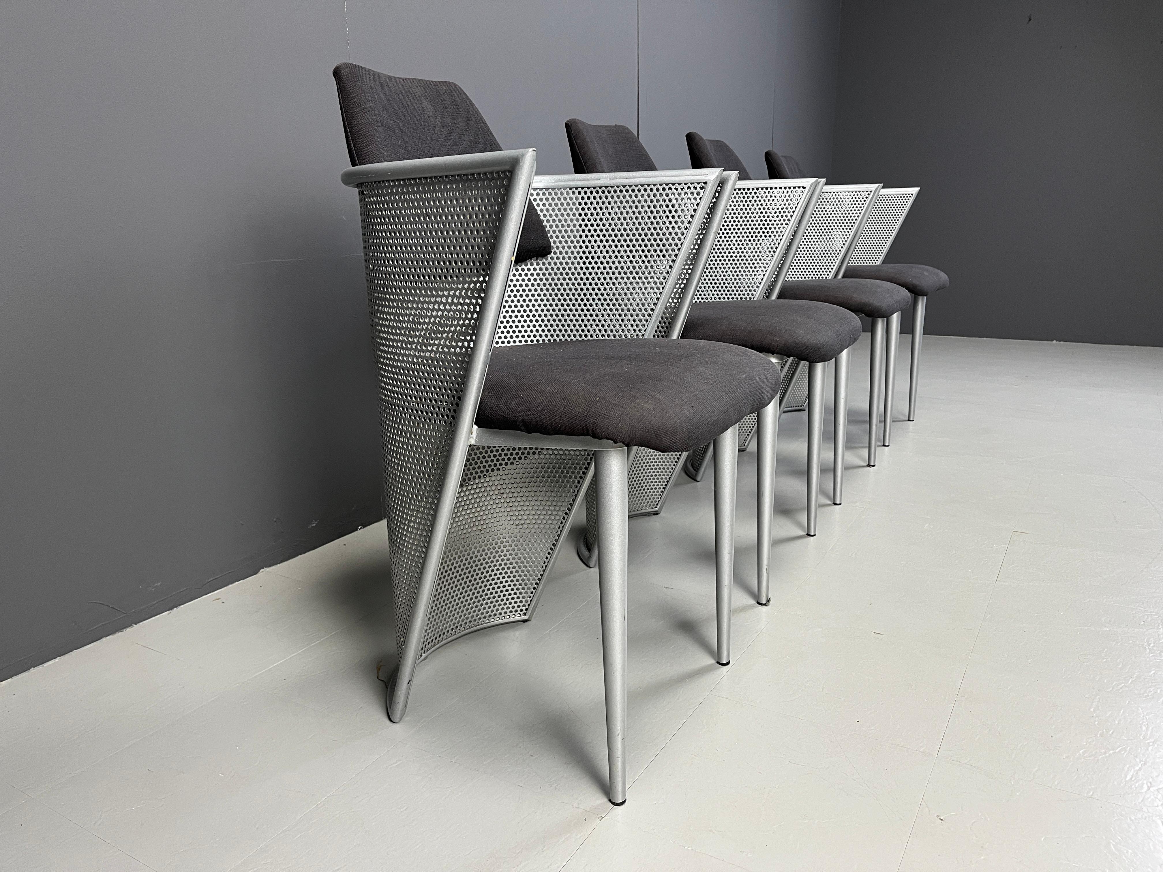 Late 20th Century Postmodern metal dining chairs, 1980s For Sale