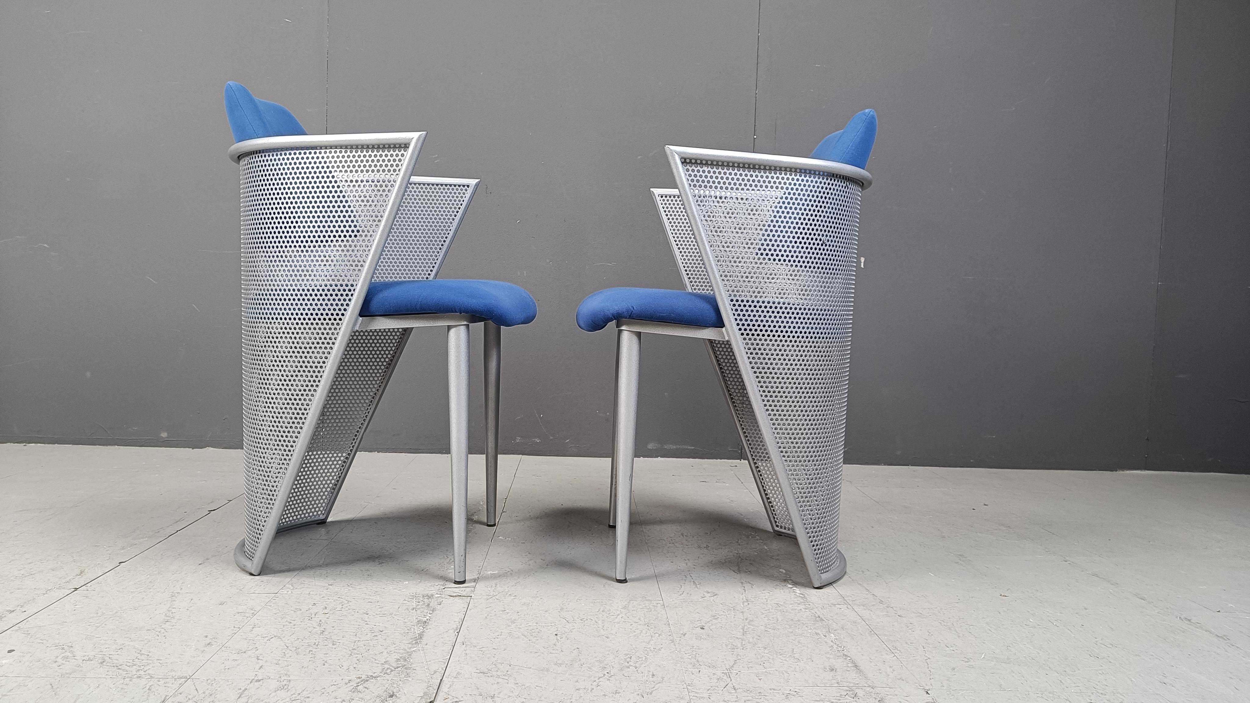Sedie da pranzo postmoderne in metallo, set di 6 pezzi degli anni '80 in vendita 6