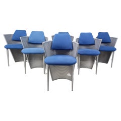 Postmodern metal dining chairs, 1980s set of 6