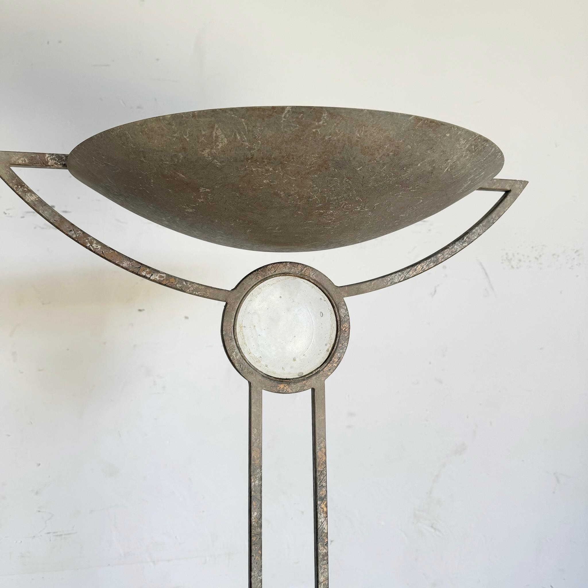 Postmodern Metal, Glass and Stone Dimmable Halogen Floor Lamps - a Pair For Sale 1
