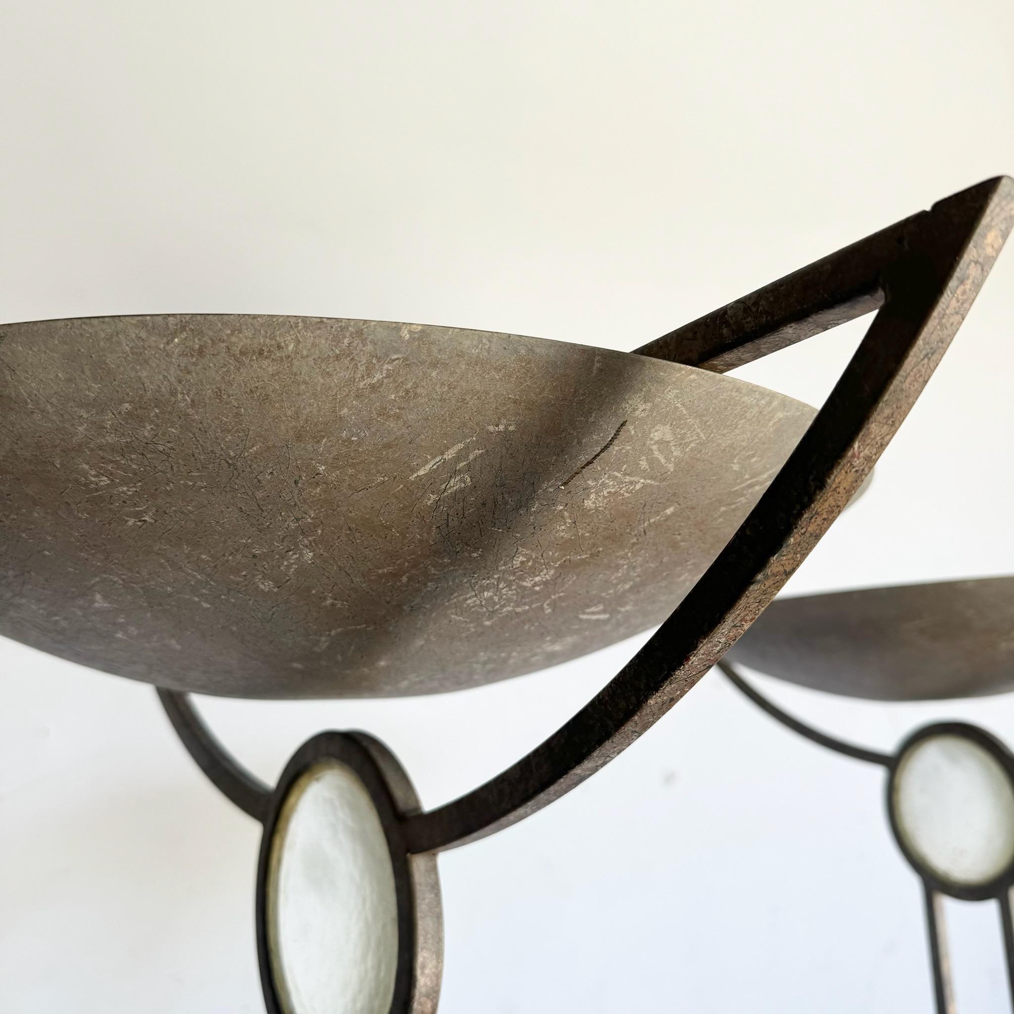 Postmodern Metal, Glass and Stone Dimmable Halogen Floor Lamps - a Pair For Sale 3