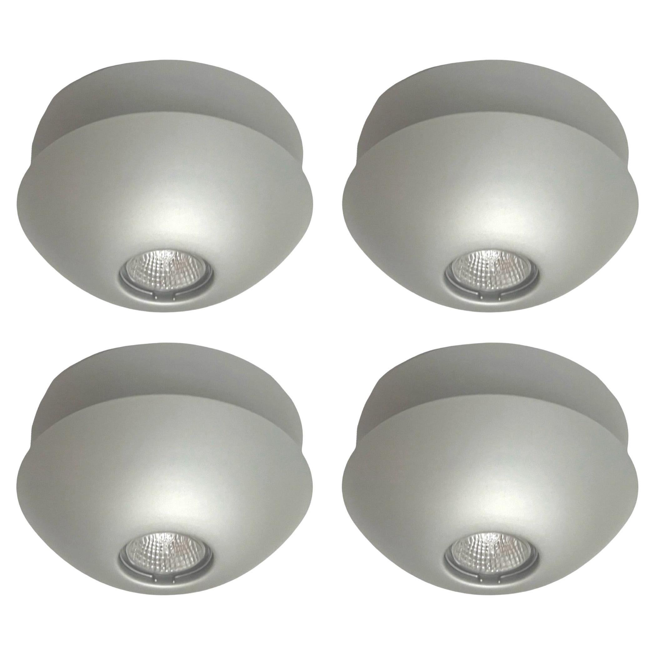 Postmodern Metal Set of Four Halogen Flush Mounts by Blauet, Barcelona, 1980s