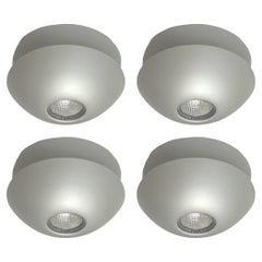 Postmodern Metal Set of Four Halogen Flush Mounts by Blauet, Barcelona, 1980s