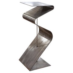 Vintage Postmodern Metal Steel Curved Sculptural Pedestal Display Base 1970s