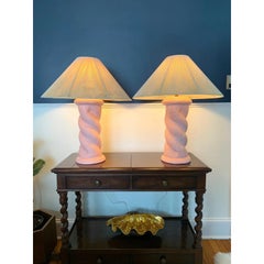 Postmodern Michael Taylor Style Plaster Twist Lamps, a Pair