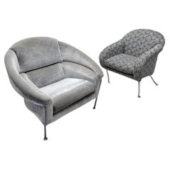 Postmodern Milo Baughman Boldido Chair & Thayer Coggin Pull Up Side Chair, Pair