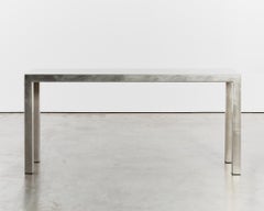 Postmodern minimalist 90's stainless steel console
